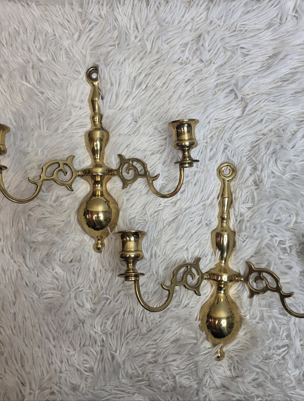 Vintage Brass Wall Sconces Pair Double Arm Candle Holders Traditional Gold Brass